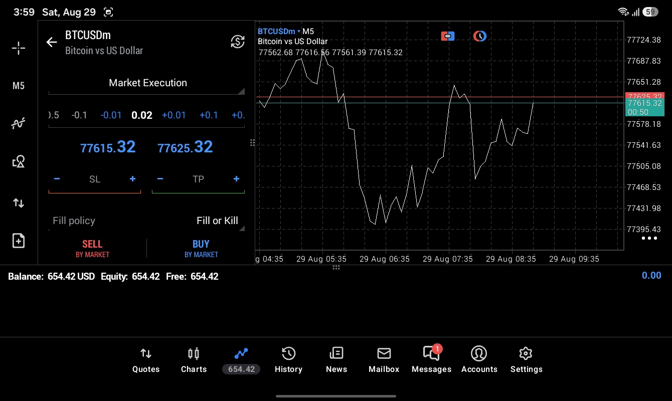 BTCUSD 0.02 lot แอป MT5