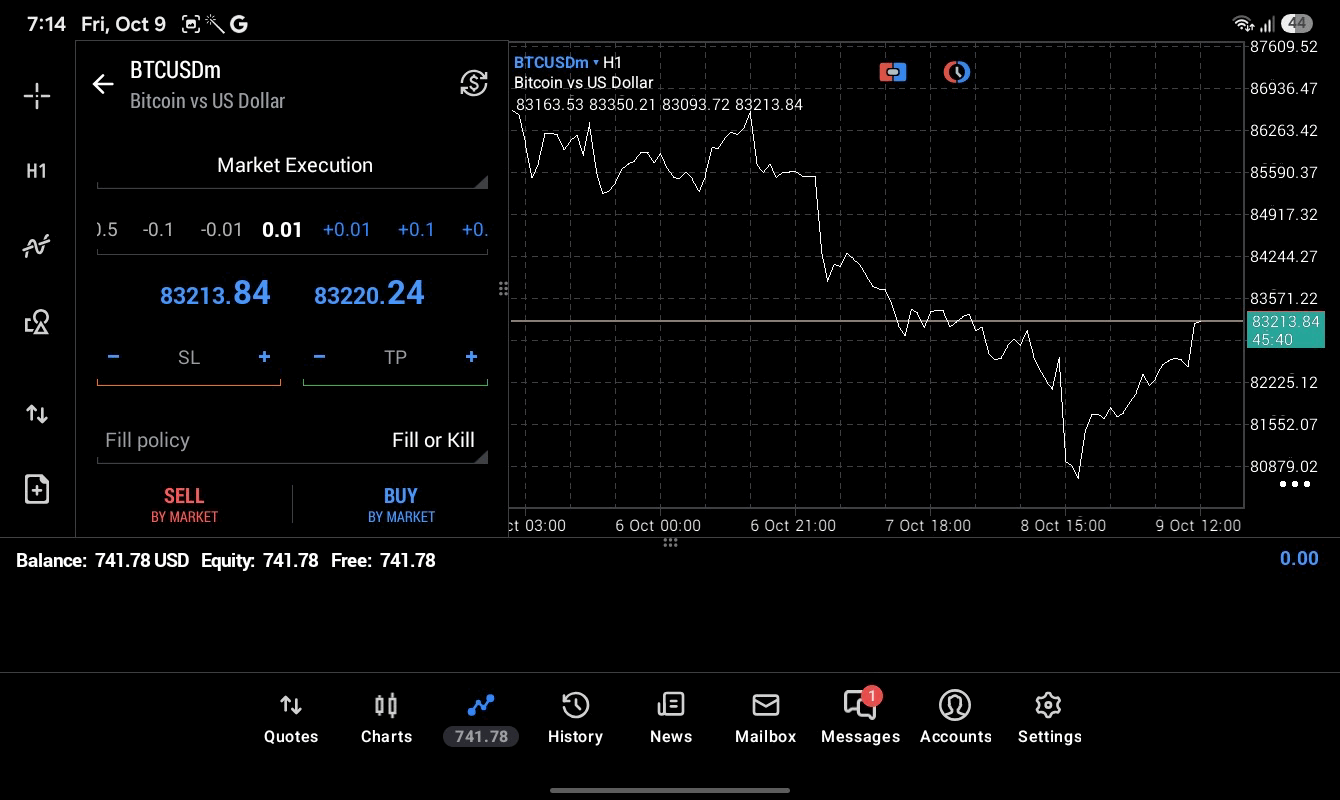 BTCUSD 0.01 lot แอป MT5